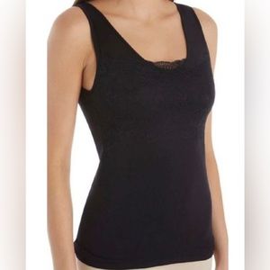 SOLD Rhonda Shear Black Lace Overlay Tank with Shelf Bra